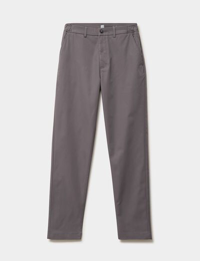 Pantalon chino droit extensible gris fonc&eacute; homme
