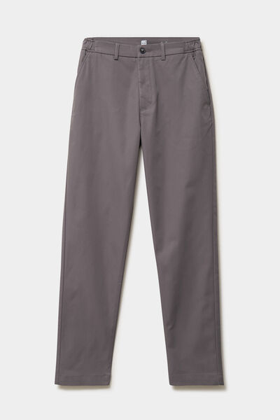 Pantalon chino droit extensible gris fonc&eacute; homme