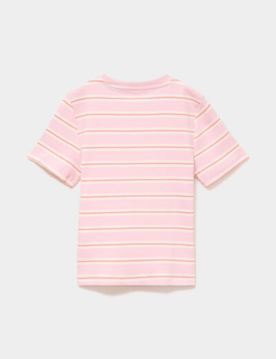 T-shirt c&ocirc;tel&eacute; manches courtes rose clair fille