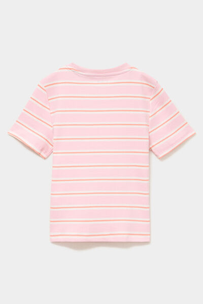 T-shirt c&ocirc;tel&eacute; manches courtes rose clair fille