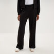 Pantalon de jogging large molletonn&eacute; noir femme