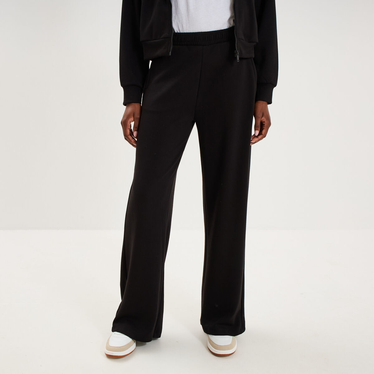 Pantalon de jogging large molletonn&eacute; noir femme
