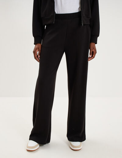 Pantalon de jogging large molletonn&eacute; noir femme