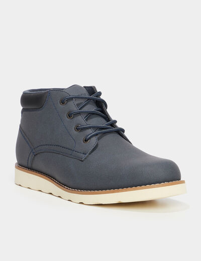 Bottines &agrave; lacets effet similicuir bleu homme