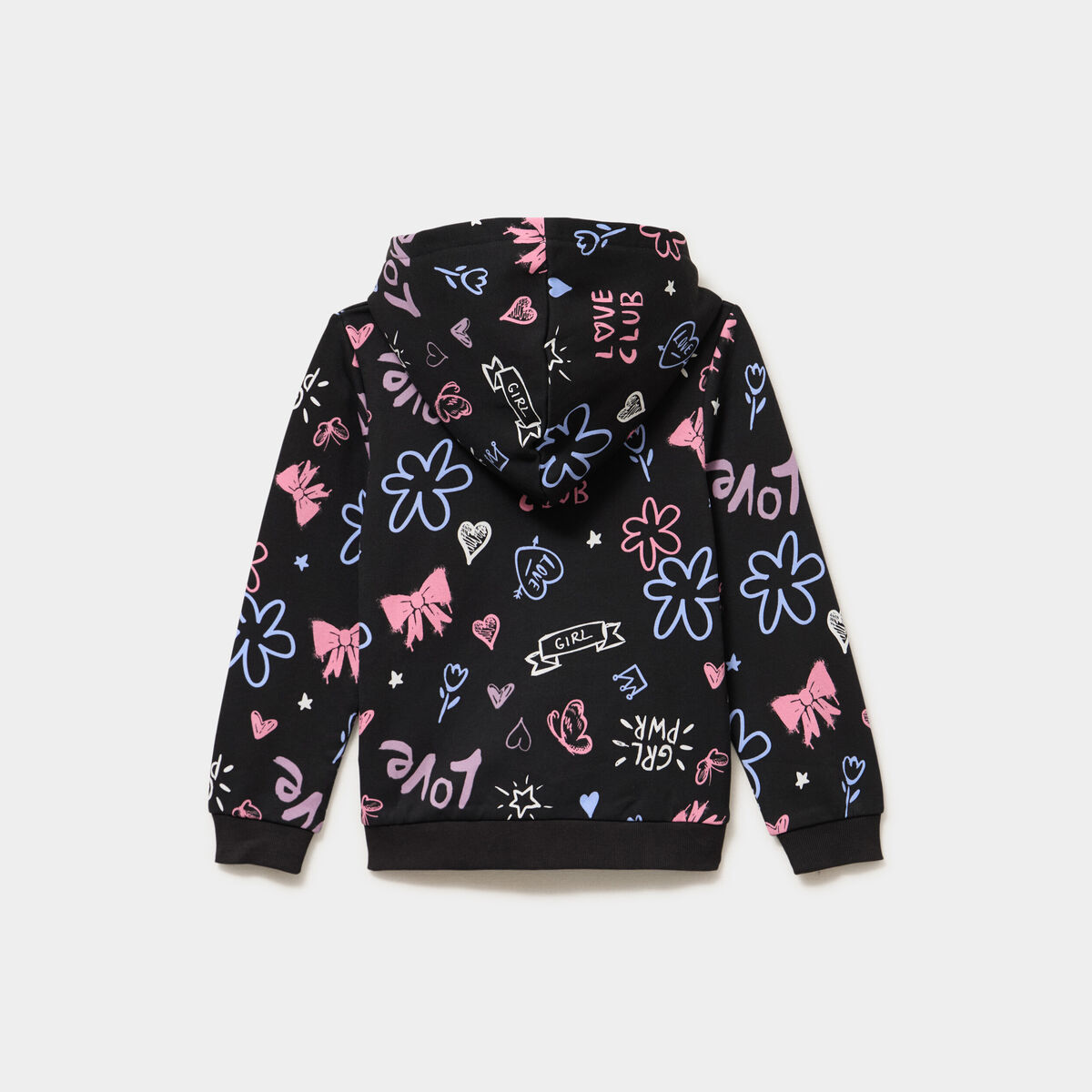 Sweat zipp&eacute; &agrave; capuche noir fille