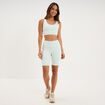 Short cycliste de sport taille haute bleu turquoise femme