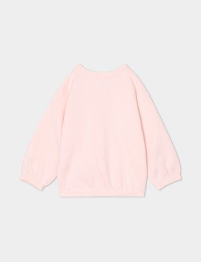 Sweat col rond manches longues rose clair bébé fille