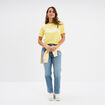 Jeans mom cropped taille haute denim double stone femme
