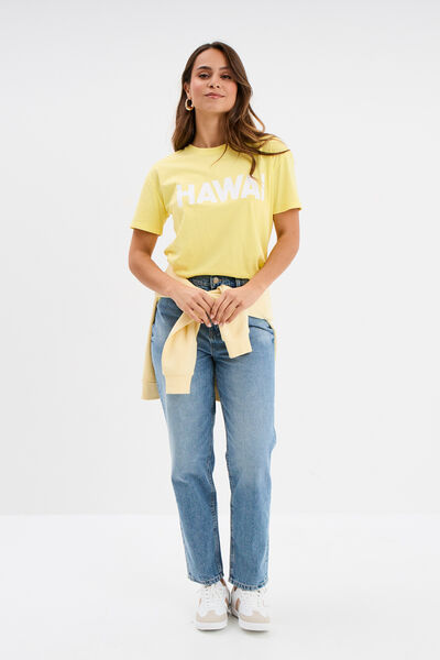 Jeans mom cropped taille haute denim double stone femme
