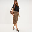 Jupe longue portefeuille stretch beige femme