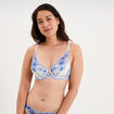 Soutien-gorge foulard padd&eacute; dentelle bleu clair femme