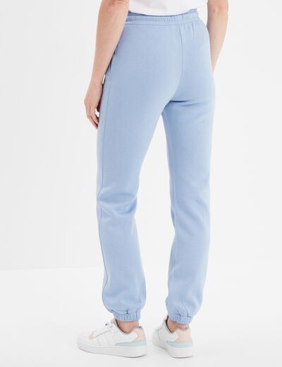 Pantalon jogging droit molleton bleu clair femme