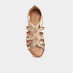 Sandales plates en cuir jaune or femme