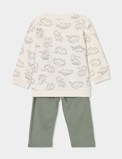 Ensemble 2 pièces sweat pantalon jogging ecru bébé garçon