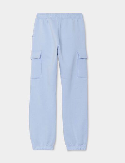 Pantalon de jogging cargo bas &eacute;lastiqu&eacute; bleu clair fille