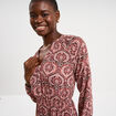 Robe longueur genou fluide col en V marron chocolat femme