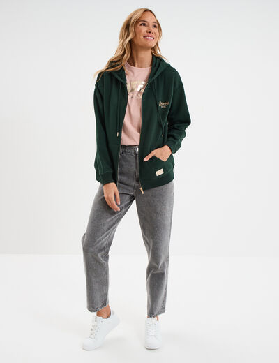 Sweat zippé à capuche Creeks Original vert foncé femme