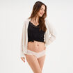 Shorty en coton avec dentelle rose poudr&eacute;e femme