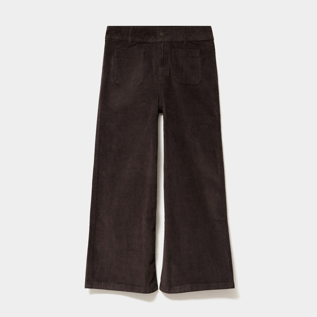 Pantalon effet velours flare 7/8&egrave;me marron fonc&eacute; femme