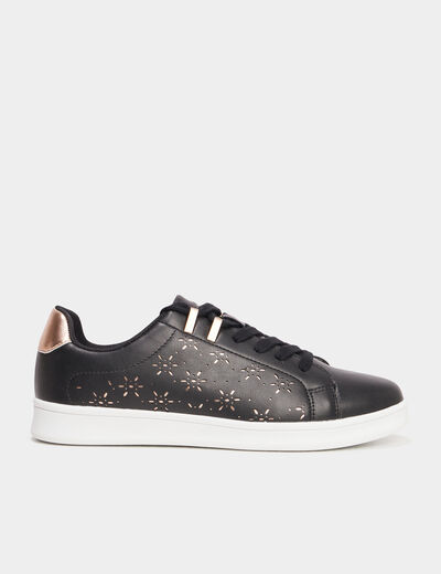 Tennis basses perforées Creeks noir femme