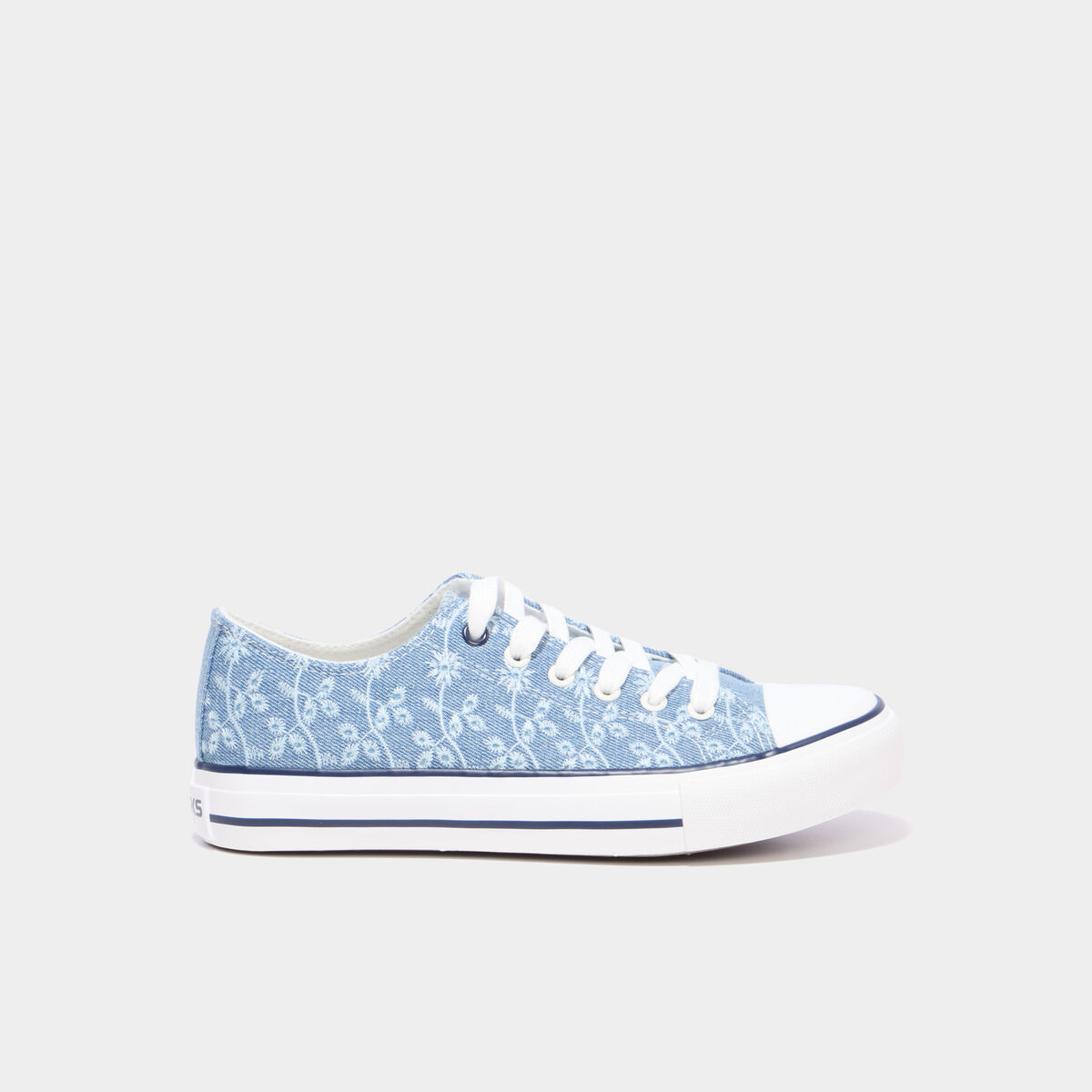 Tennis basses en toile &agrave; lacets bleu marine femme