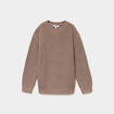 Pull col rond manches longues coton taupe gar&ccedil;on