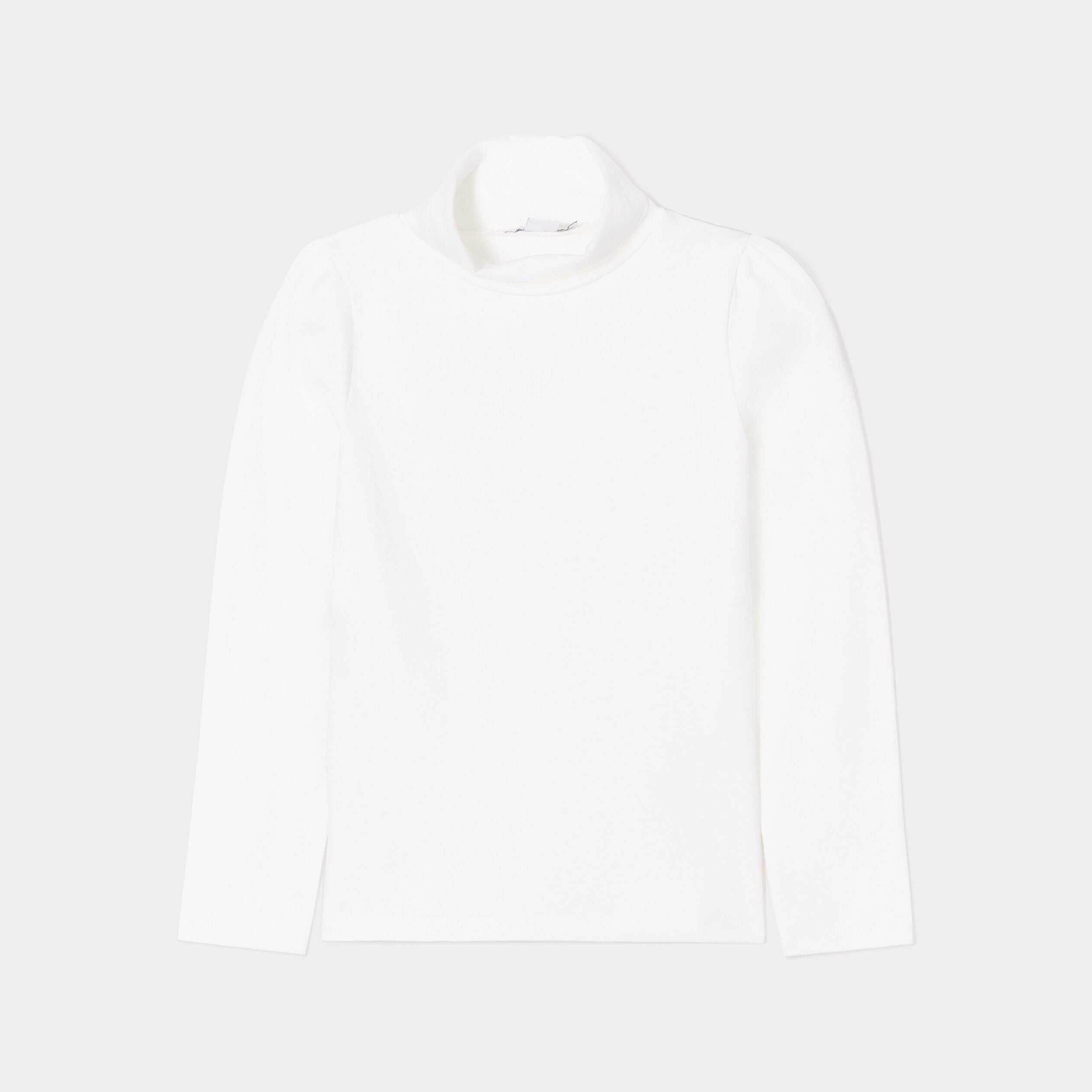 T-shirt col roulé manches longues coton ecru fille LH