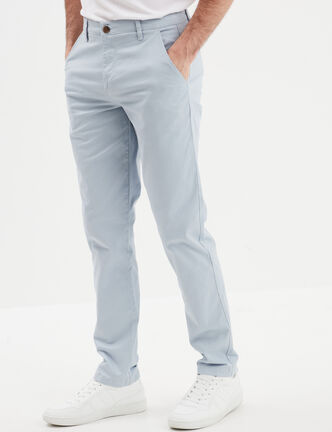 Pantalon chino droit stretch bleu ciel homme