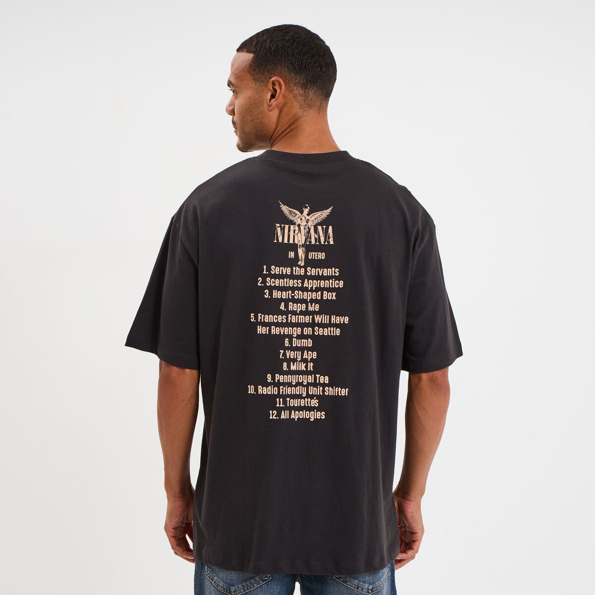 T-shirt manches courtes coton Nirvana gris foncé homme