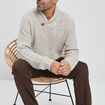 Pull col châle manches longues ivoire homme