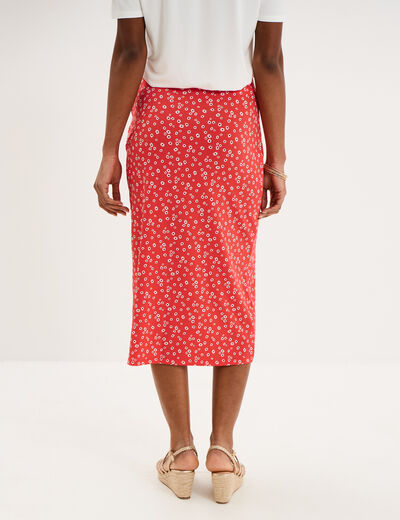 Jupe longue portefeuille rouge coquelicot femme