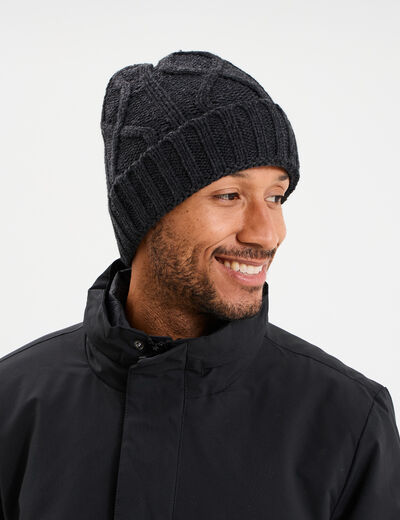 Bonnet &agrave; torsades gris clair homme