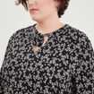 T-shirt col à cordons manches longues noir femme grande taille