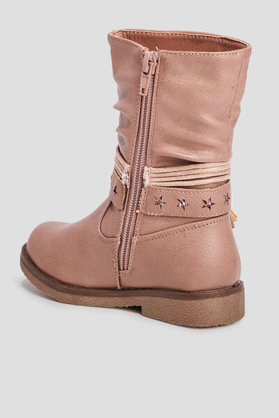 Bottes avec brides rose fille