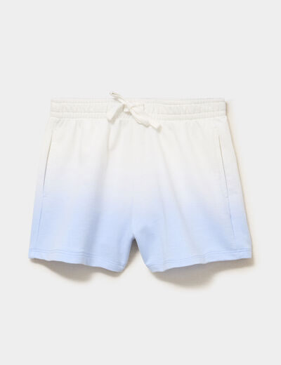 Short molletonn&eacute; taille &eacute;lastiqu&eacute;e bleu pastel fille