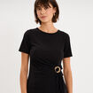 T-shirt ajust&eacute; manches courtes col rond noir femme
