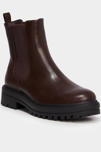 Boots chelsea crant&eacute;es marron fonc&eacute; femme