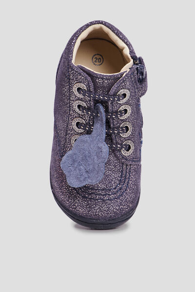 Bottillons en cuir Kickers Gulyflow bleu marine bébé fille