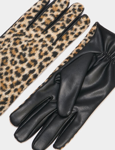 Gants bi-mati&egrave;res noir femme