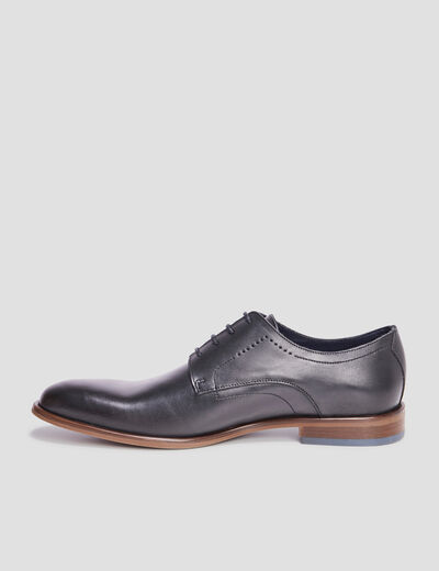 Derbies à lacets en cuir lisse noir homme