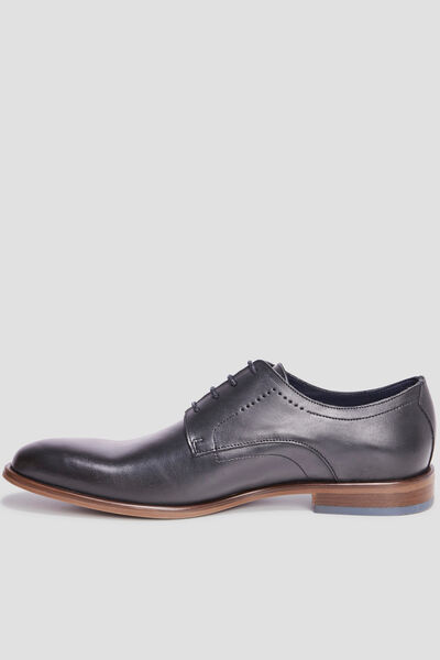 Derbies &agrave; lacets en cuir lisse noir homme