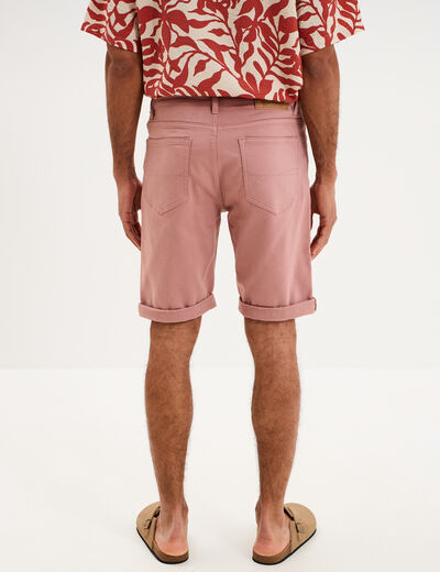 Bermuda en jean straight 5 poches vieux rose homme
