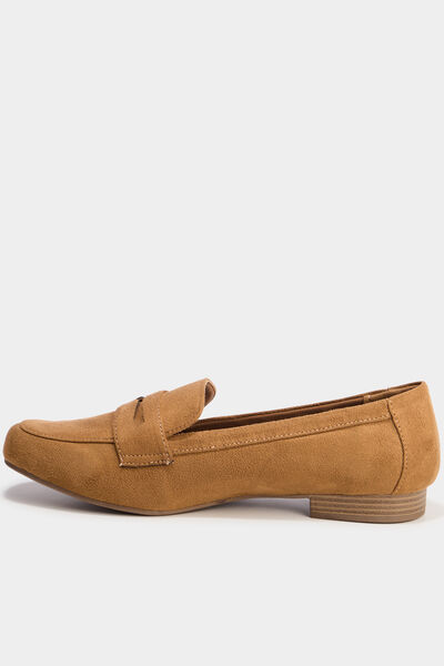 Mocassins effet su&eacute;dine marron femme