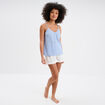 Haut de pyjama débardeur gaze de coton bleu ciel femme