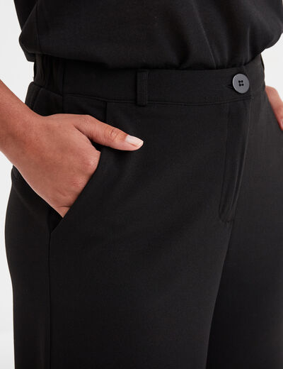 Pantalon large fluide taille élastiquée noir femme