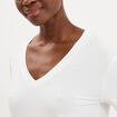 T-shirt fluide col en V manches courtes blanc femme