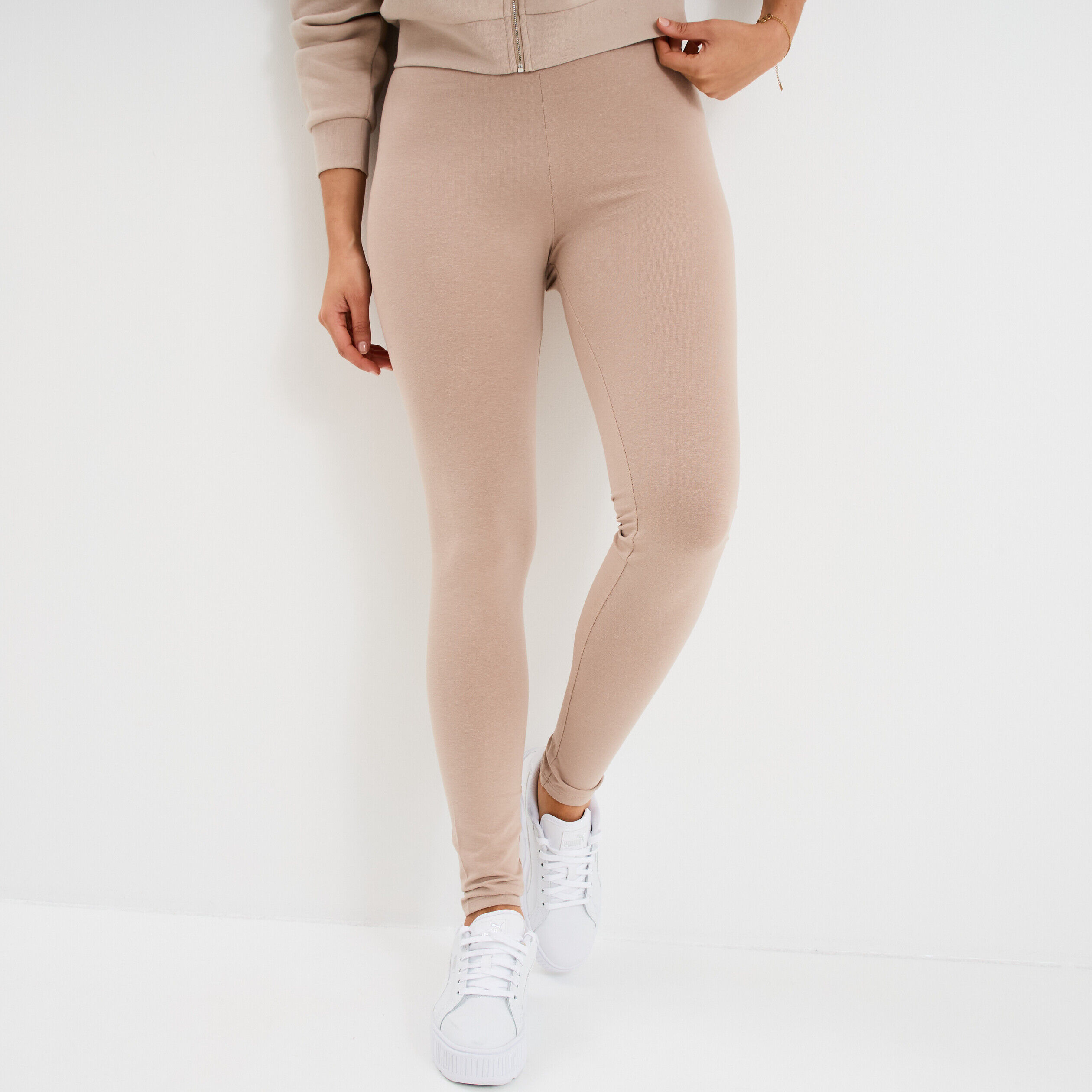 Legging long taille haute sable femme LH