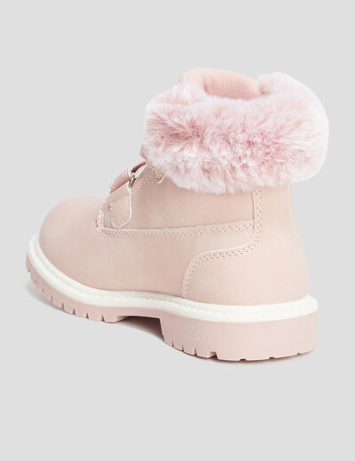 Bottines à scratchs fausse fourrure rose fille