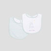 Lot 2 bavoirs coton pingouin bleu gris bébé