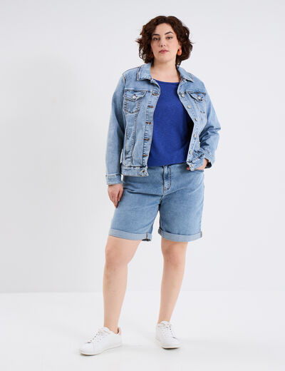 T-shirt épaules effet macramé bleu roi femme grande taille